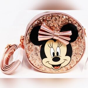 Disney Rose Gold Minnie Mouse Circle Bow Sequin Crossbody for child or adult
